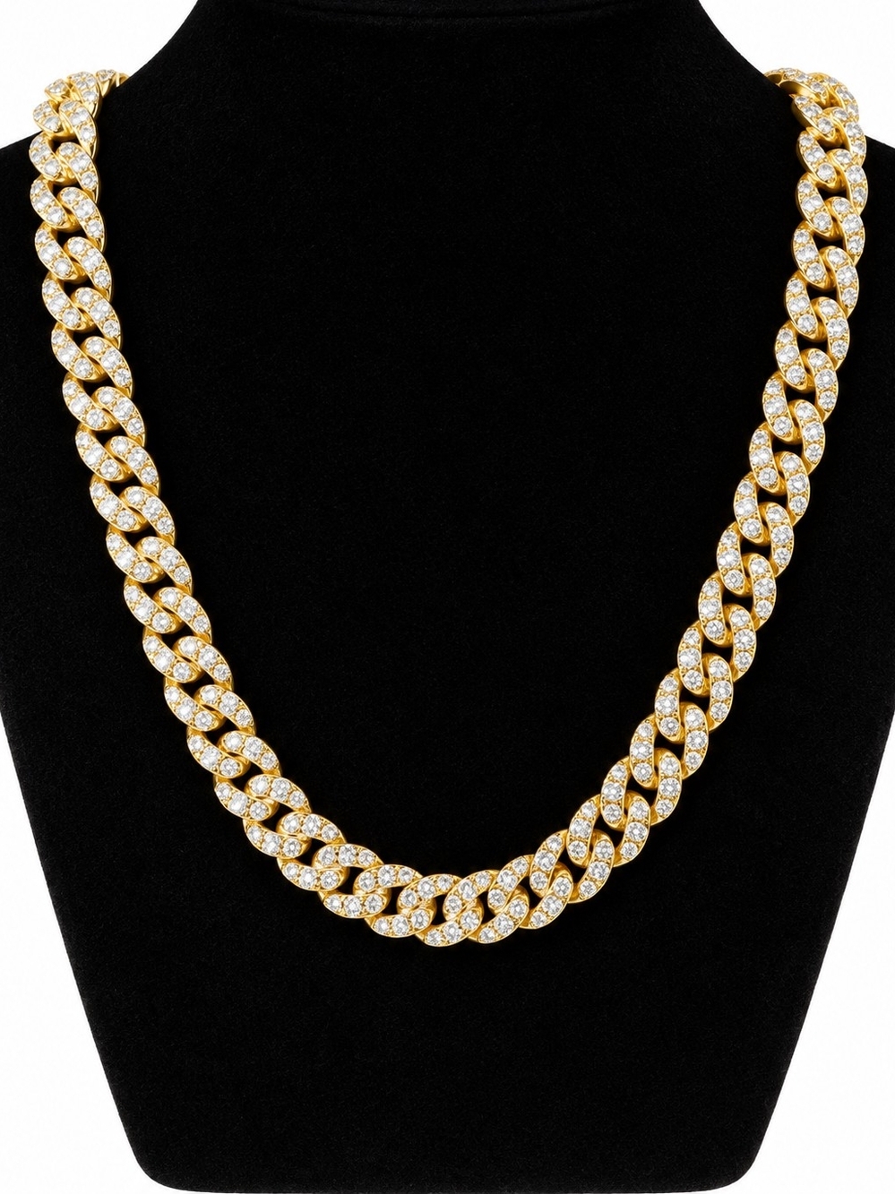 Gold Crystal Cuban Link Necklace - Women Jewelry